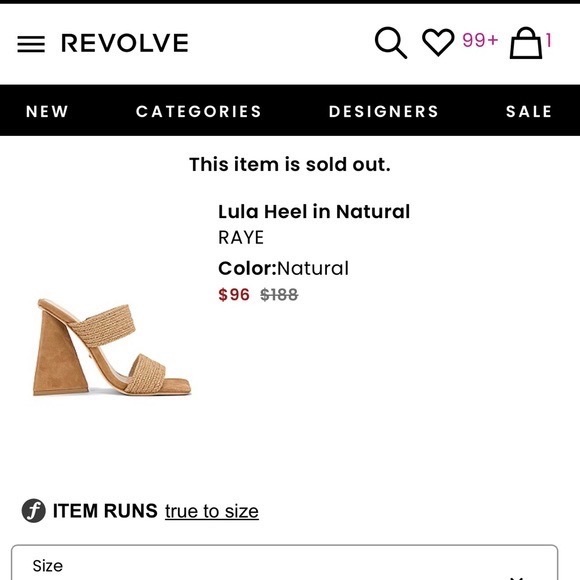 NIB RAYE LULA HEEL 8.5 NATURAL WEDGE